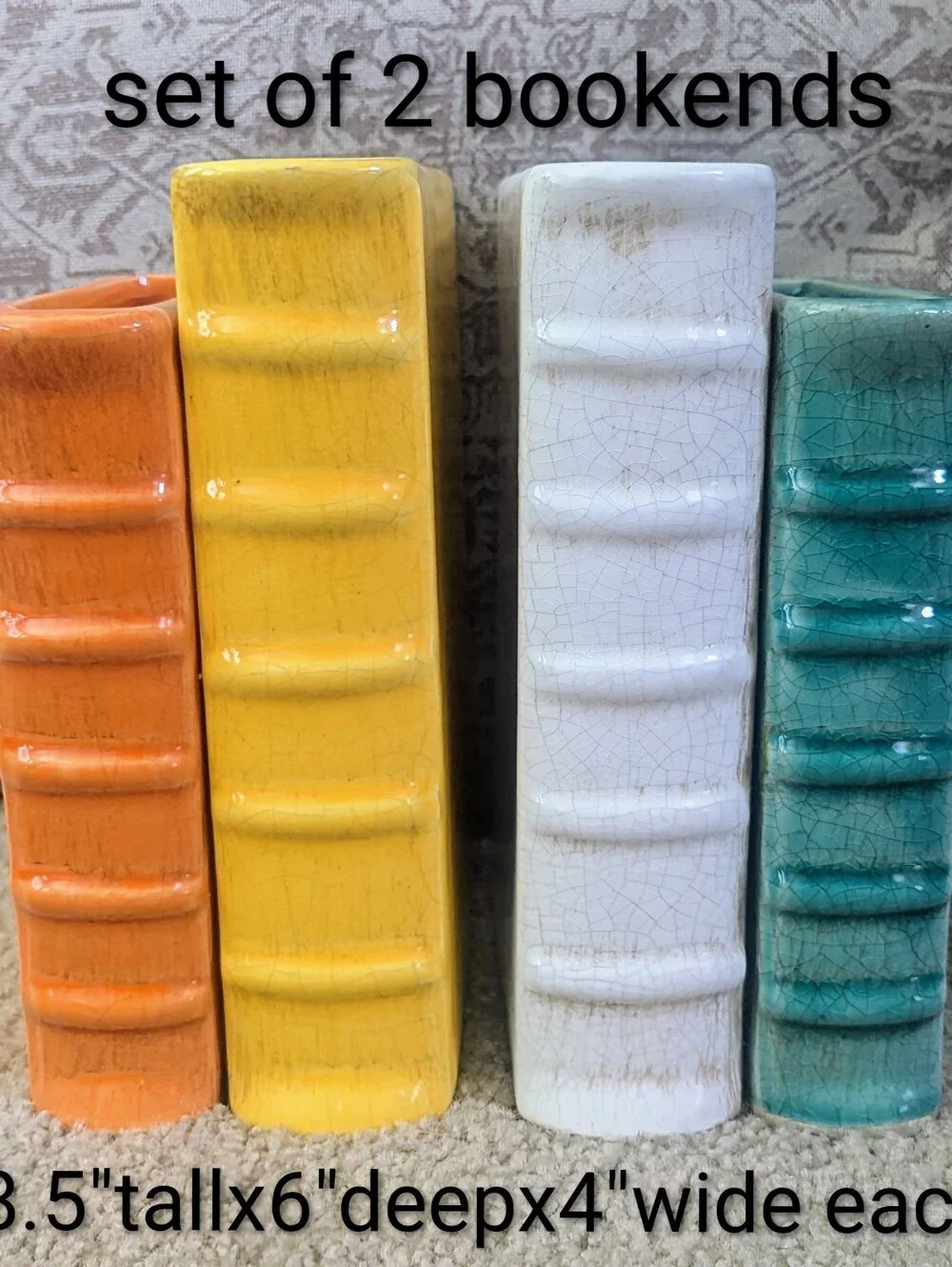 Ceramic Book-Shaped Vase Bookends Set